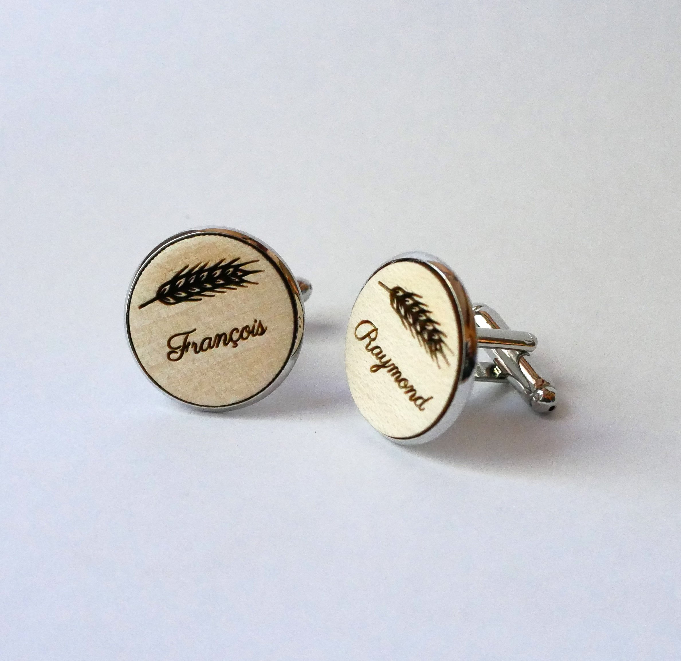 Cabochon Manschettenkn&ouml;pfe aus feinem Holz 20mm anpassbar