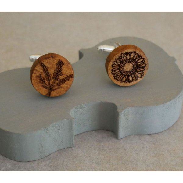 Kirschbaum-Manschettenkn&ouml;pfe mit Ihren eingravierten Designs