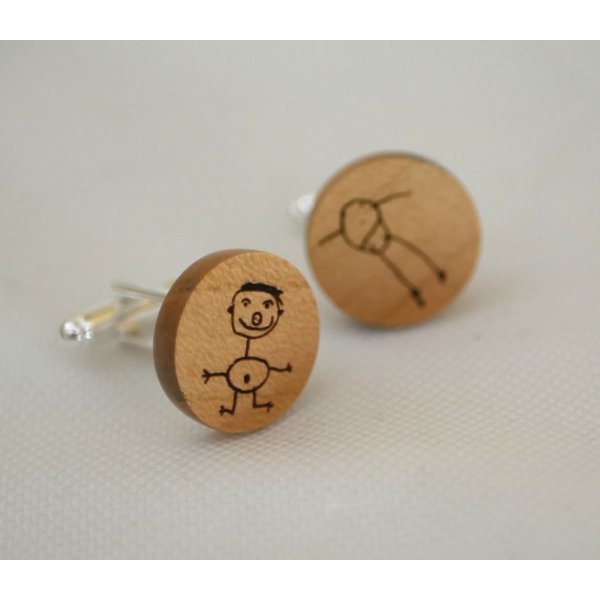 Kirschbaum-Manschettenkn&ouml;pfe mit Ihren eingravierten Designs