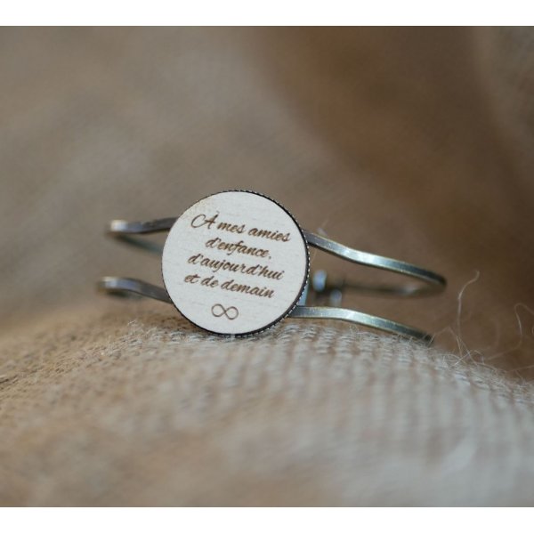 Armband aus Messing und Holz mit anpassbarem Cabochon 