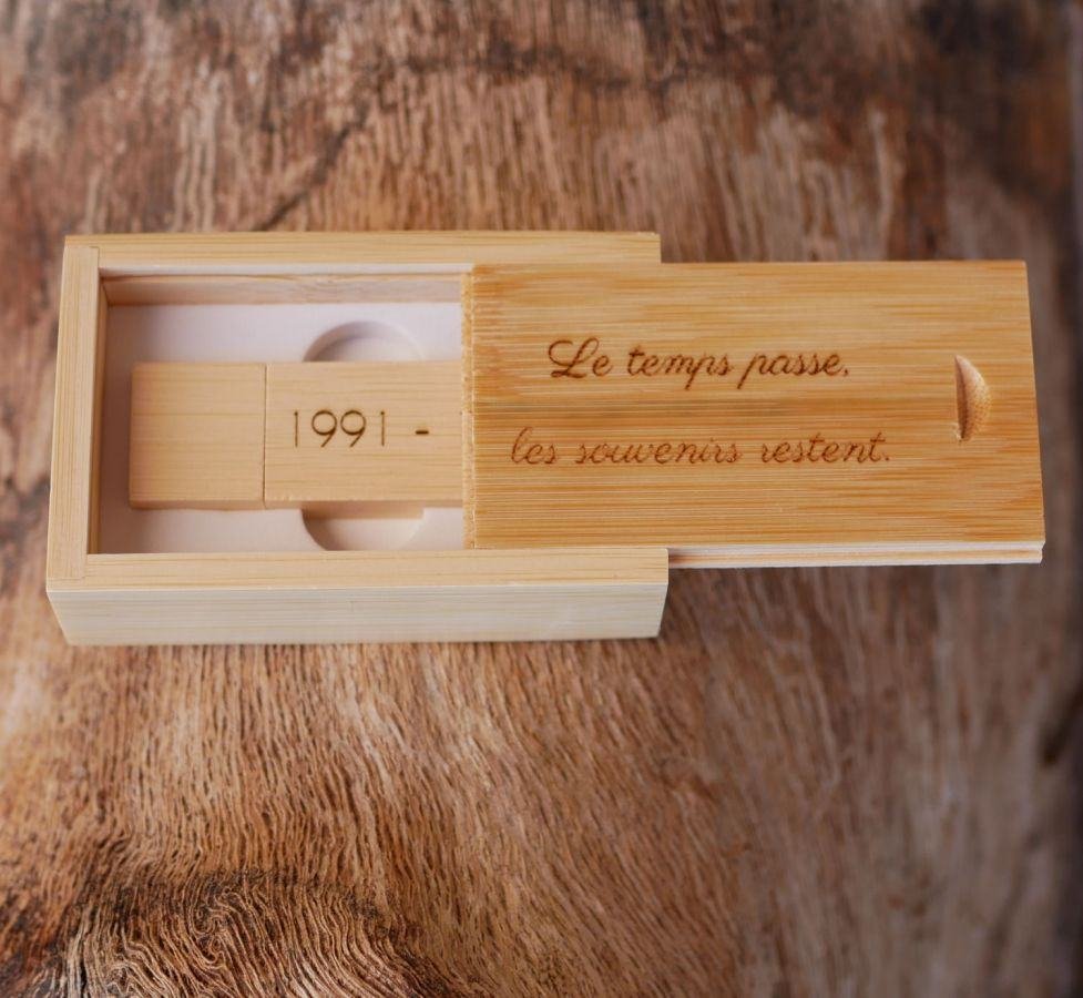 Usb 3.0 32 GB Stick in Bambus Holzkiste zu personalisieren durch Gravur 