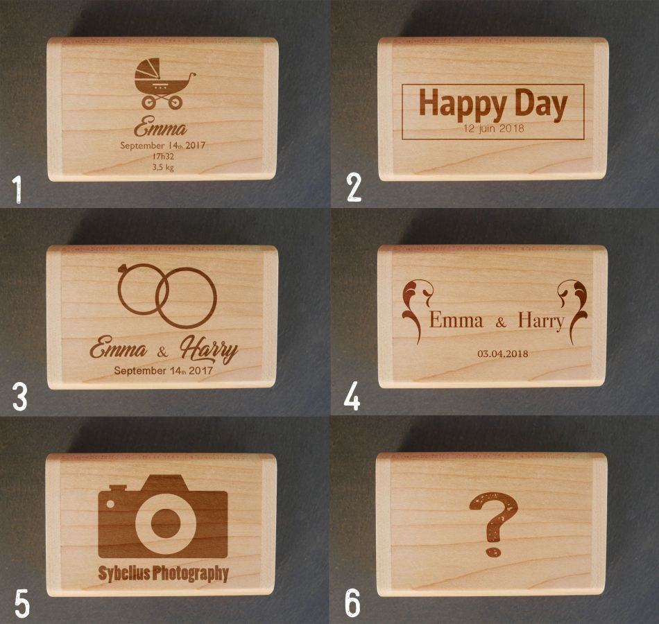 Usb-Stick Herz 32 GB in personalisierter Box aus dunklem Holz