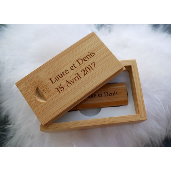Usb 3.0 32 GB Stick in Bambus Holzkiste zu personalisieren durch Gravur 
