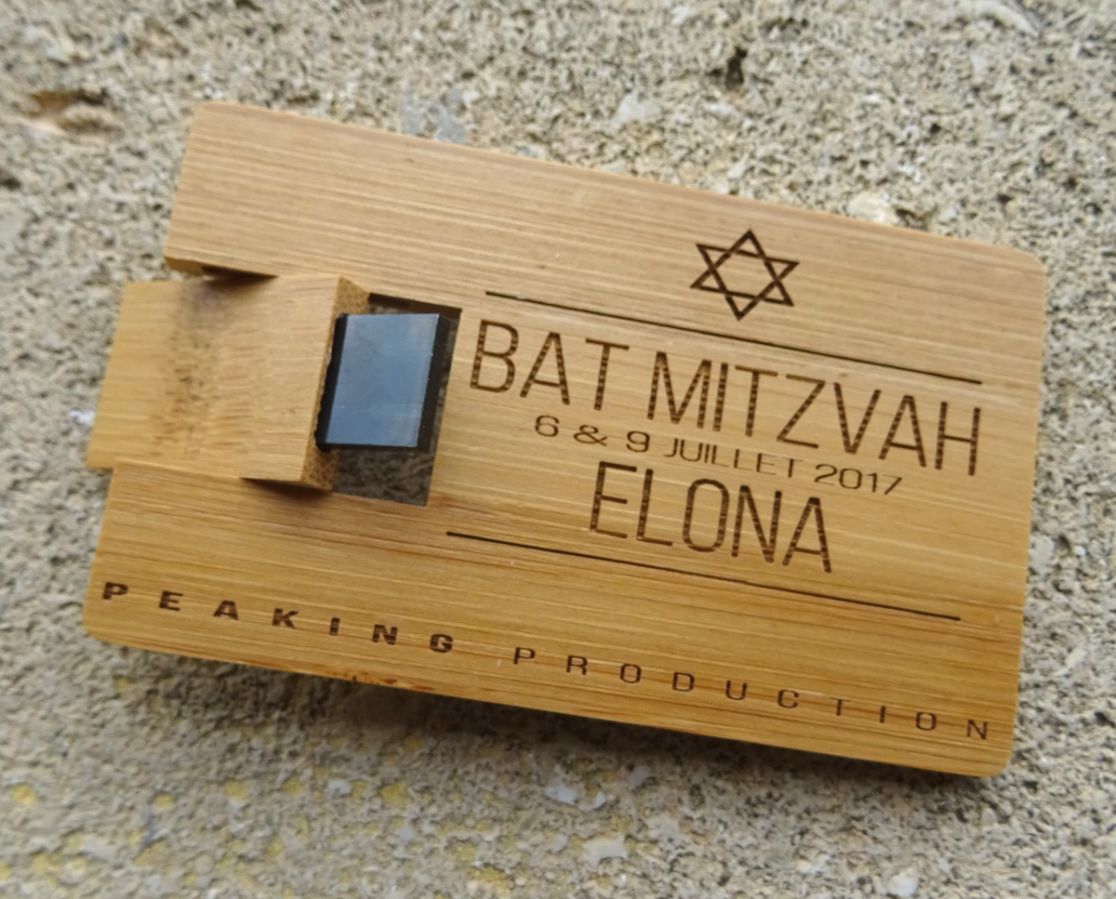 USB-Stick 32 GB Karte Bambus Holz verkohlt zu personalisieren durch Gravur