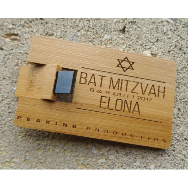 USB-Stick 32 GB Karte Bambus Holz verkohlt zu personalisieren durch Gravur
