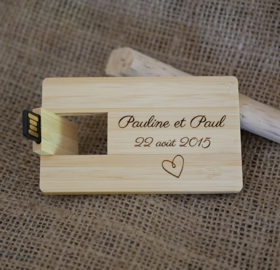 USB-Stick 32 GB Bambus Holz Karte zu personalisieren durch Gravur