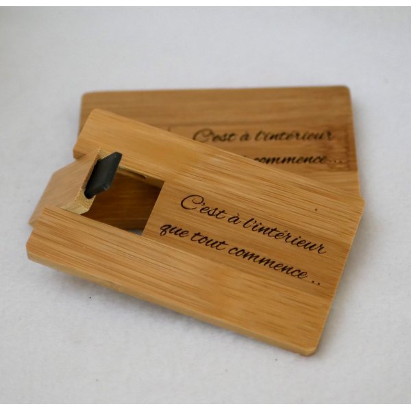 USB-Stick 32 GB Karte Bambus Holz verkohlt zu personalisieren durch Gravur