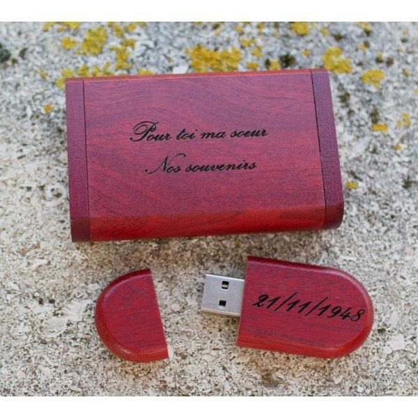 Usb Stick 32 GB 3.0 Holz rot in Box durch Gravur personalisieren