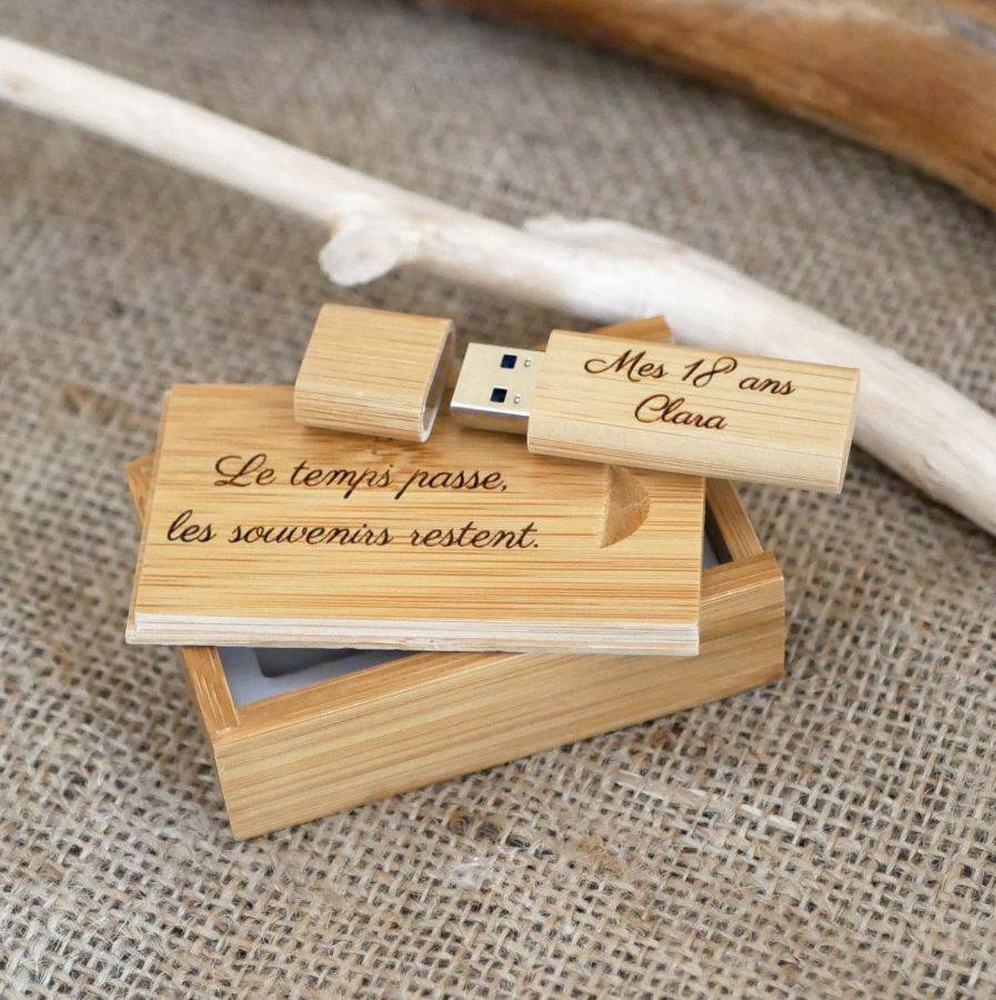 Usb 3.0 32 GB Stick in Bambus Holzkiste zu personalisieren durch Gravur 
