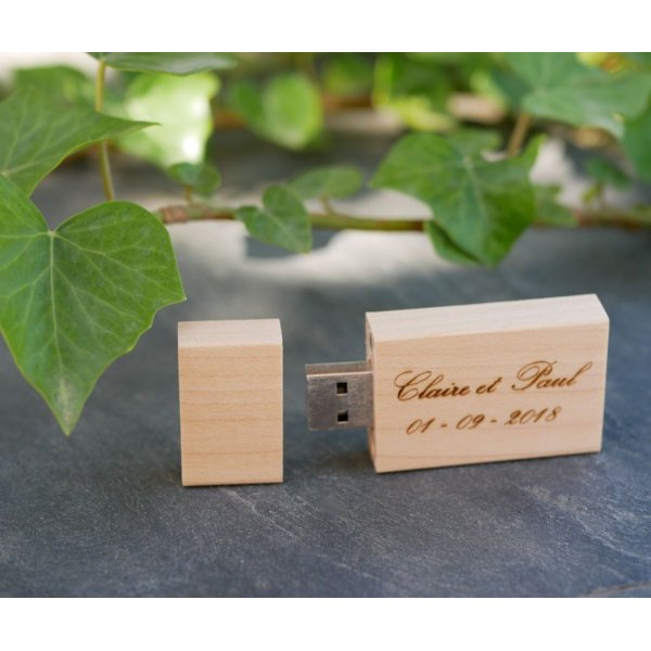 USB-Flash-Laufwerk aus Holz 32 GB rechteckig zum Selbstgestalten durch Gravur