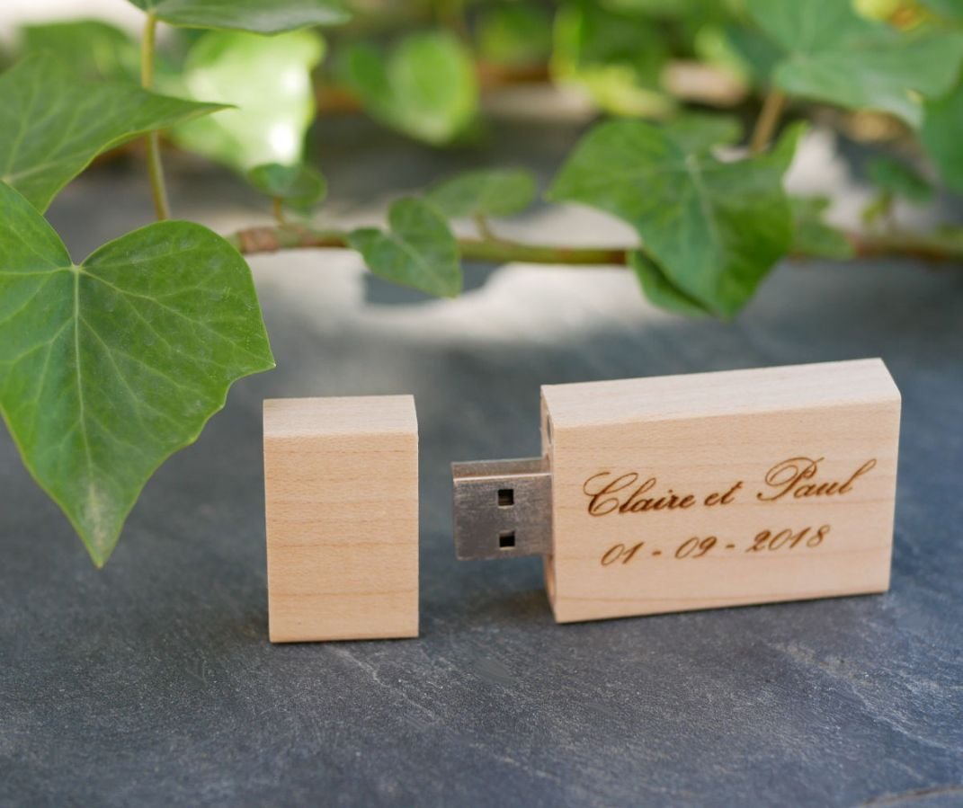 USB-Flash-Laufwerk aus Holz 32 GB rechteckig zum Selbstgestalten durch Gravur