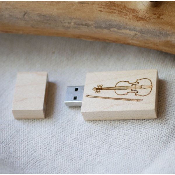 USB-Flash-Laufwerk aus Holz 32 GB rechteckig zum Selbstgestalten durch Gravur