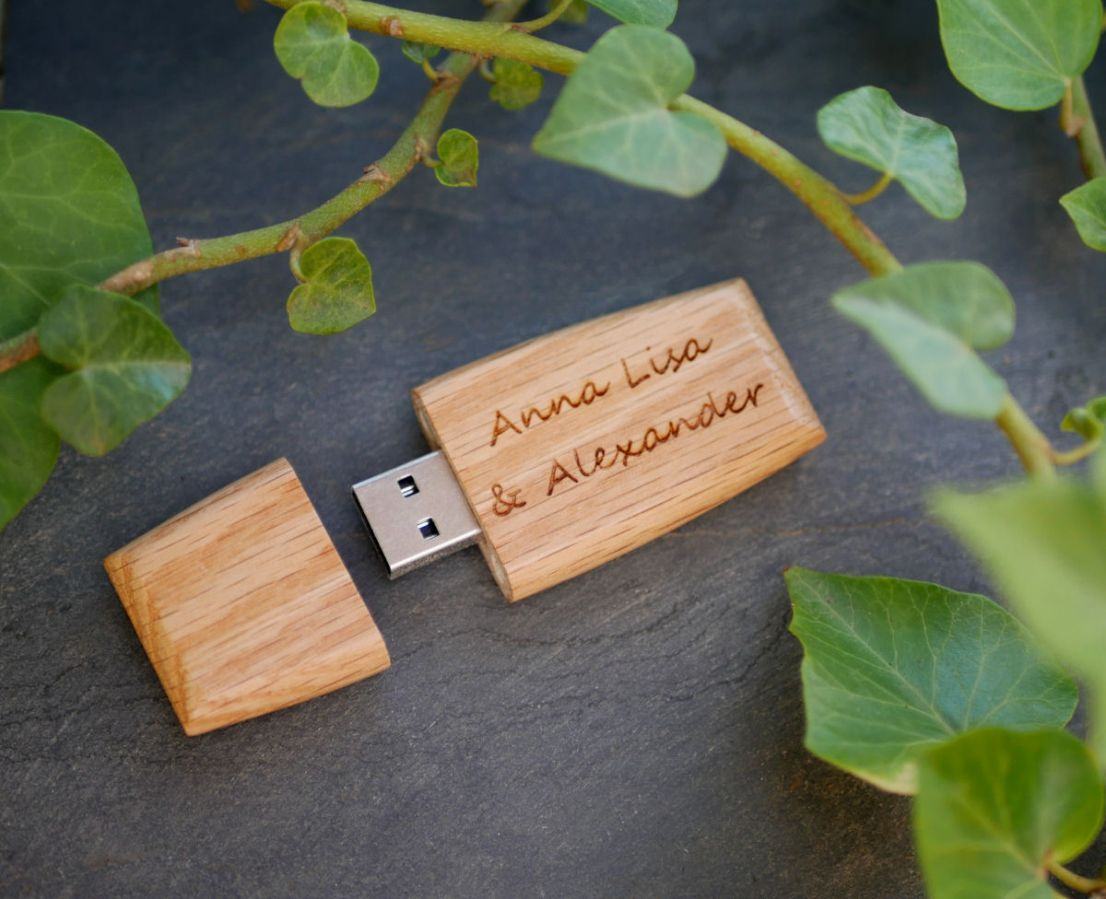 USB-Stick aus Holz zum Selbstgestalten durch Gravur