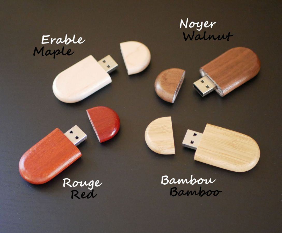 Ovaler USB-Stick zum Selbstgestalten durch Gravur, Holz nach Wahl