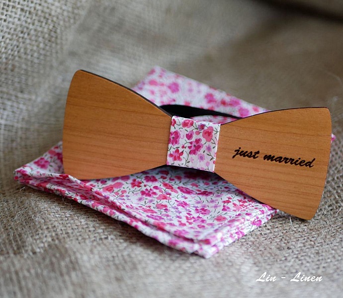 Set Schleife aus Holz T&auml;schchen Liberty Phoebe L15