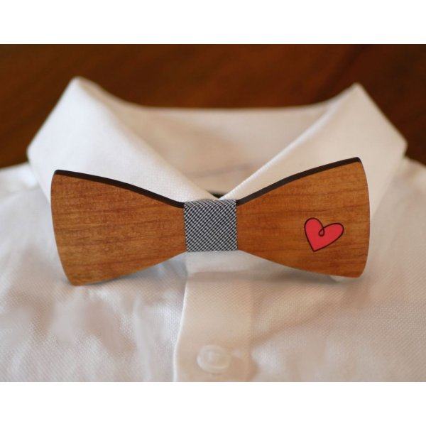 Schmetterlingsknoten Holz Herz graviert gemalt zu personalisieren Made in France