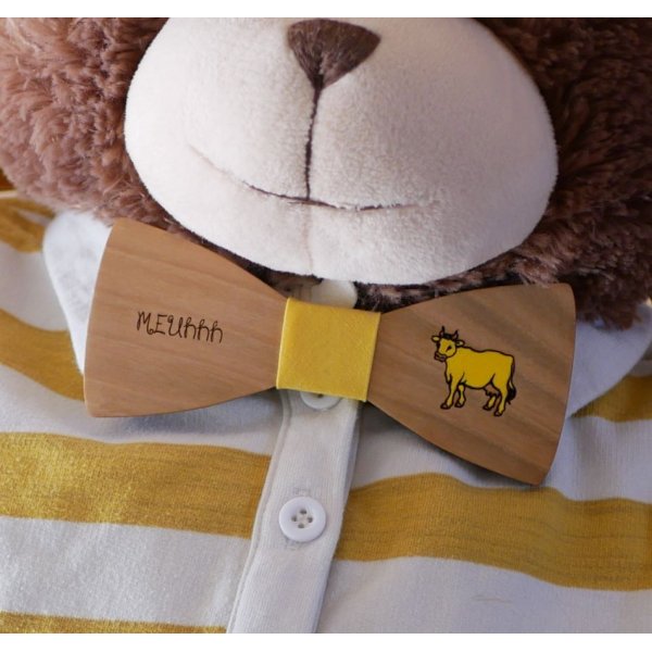 Schmetterlingsknoten Holz Design anpassbar graviert und bemalt Made in France