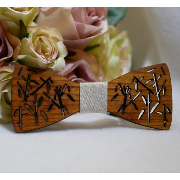 Schmetterlingsknoten aus Holz Franz&ouml;sisch Dekor Bambus 