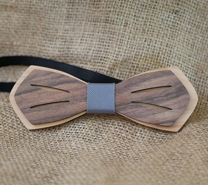 Noeud papillon en bois Palissandre et Merisier naturels &agrave; personnaliser