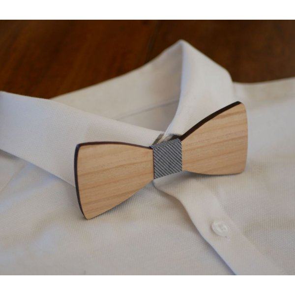 Schmetterlingsknoten gerade Kanten Naturholz Franz&ouml;sisch zu personalisieren durch Gravur hergestellt in Frankreich