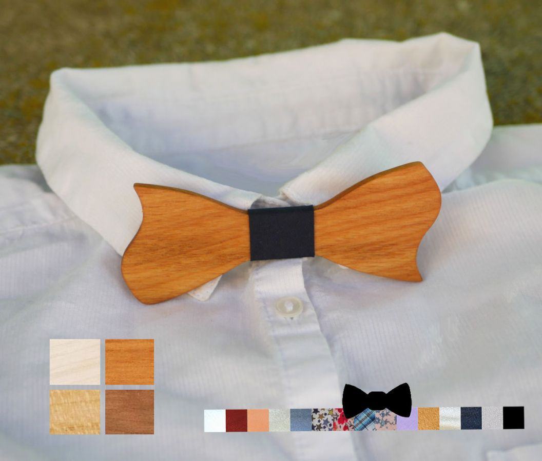 Bowtie Kind Holz Kirschbaum asymmetrisch zu personalisieren