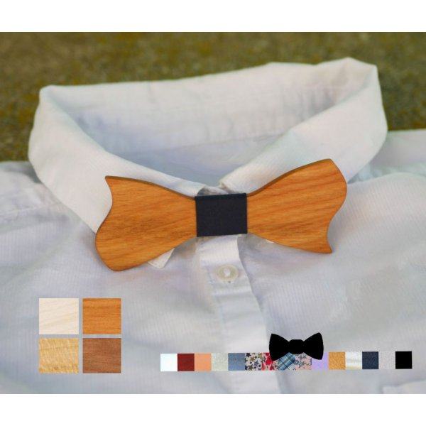 Bowtie Kind Holz Kirschbaum asymmetrisch zu personalisieren