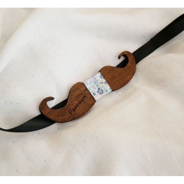 Schmetterlingsknoten Moustache aus gef&auml;rbtem Holz zu personalisieren Made in France