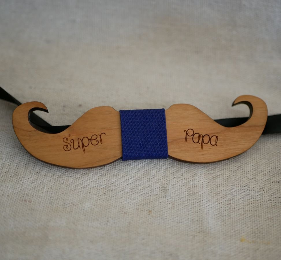 Schmetterlingsknoten Moustache aus gefärbtem Holz zu personalisieren Made in France