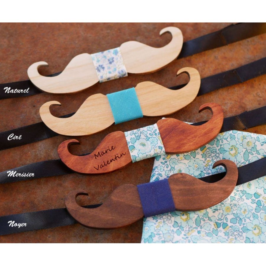 Schmetterlingsknoten Moustache aus gefärbtem Holz zu personalisieren Made in France