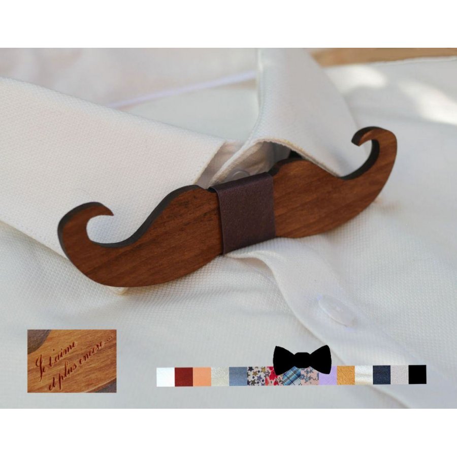 Schmetterlingsknoten Moustache aus gefärbtem Holz zu personalisieren Made in France