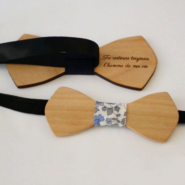 Schmetterlingsknoten Naturholz zu personalisieren durch Gravur "le rabl&eacute;"  