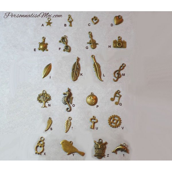 Anh&auml;nger aus Holz in Farbe bemalt mit Bronze vielli Charm zu personalisieren