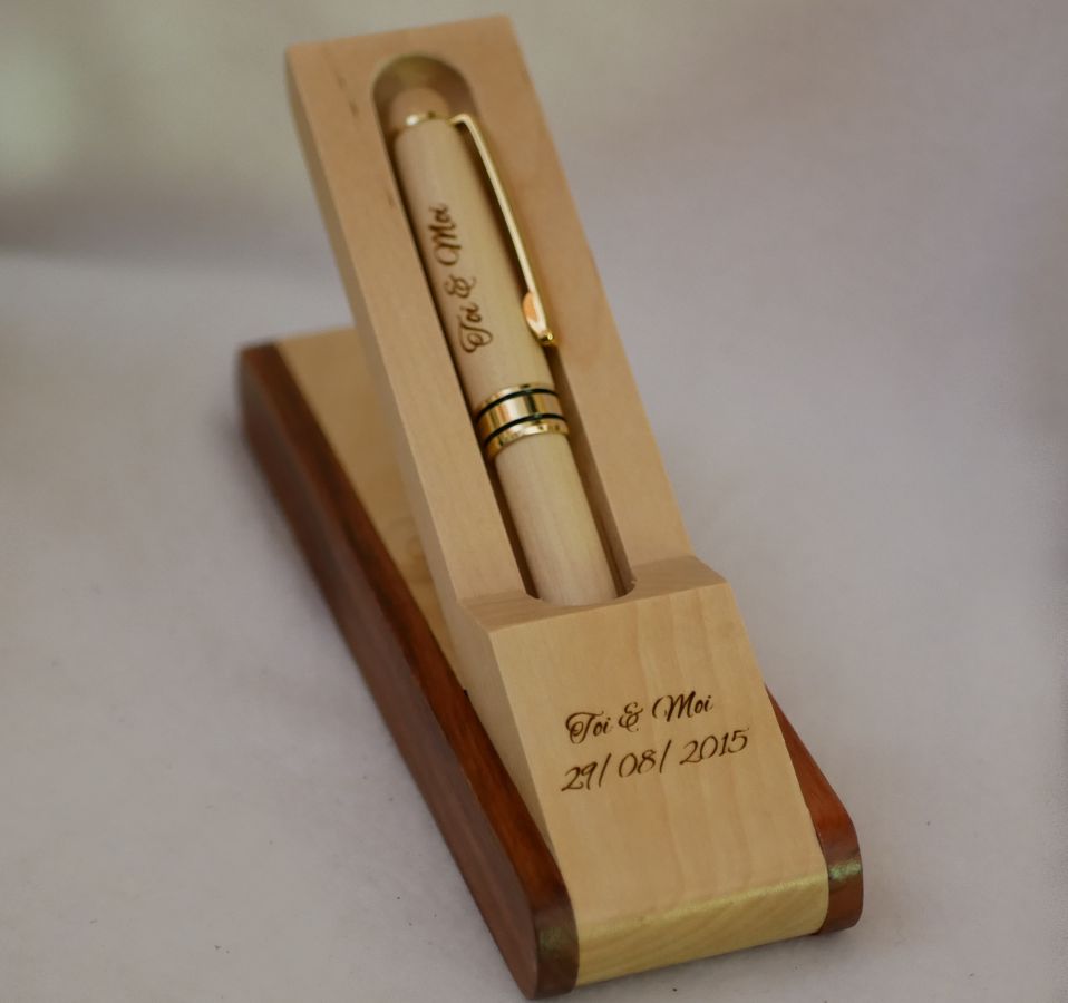 Federhalter Gravierte Holz Kugelschreiber in Customize Box 