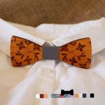 Bowtie Kind aus Holz graviert Blumen zu personalisieren passend zu den Männern Modell