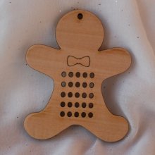 Weihnachtskeks-Mann aus Holz zum selbst Sticken und Dekorieren 