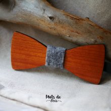 Schmetterlingsknoten aus Holz und Wolle zu personalisieren Made in France