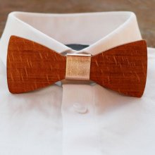 Schmetterlingsknoten aus Holz Buche Band kupferfarbenen Metallic-Leder zu personalisieren durch Gravur